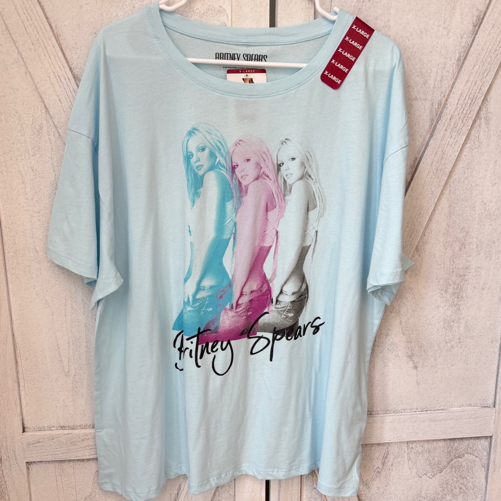Britney Spears Band T Shirt Women’s XL Short Sleeve Blue & Pink New With Tag